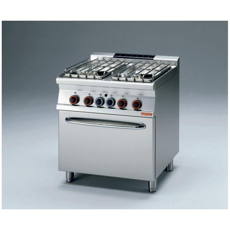Piano de cuisson à gaz 4 brûleurs - four électrique à convection GN 2/3 -  Gastro M - Acier inoxydable 600x600x850mm - Gaziniere - Achat & prix